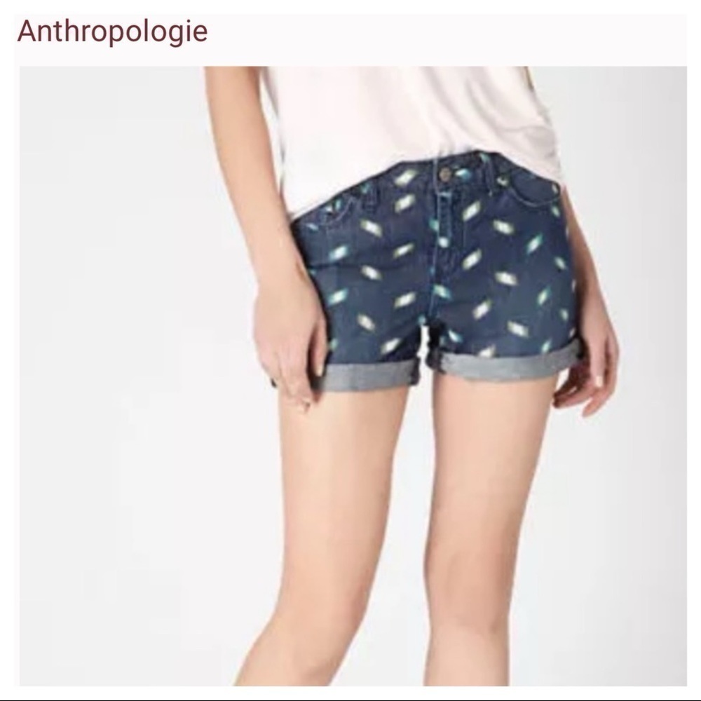 ANTHROPOLOGIE Pilcro Stet Ikat Print Denim Shorts Size 27 - Picture 2 of 12